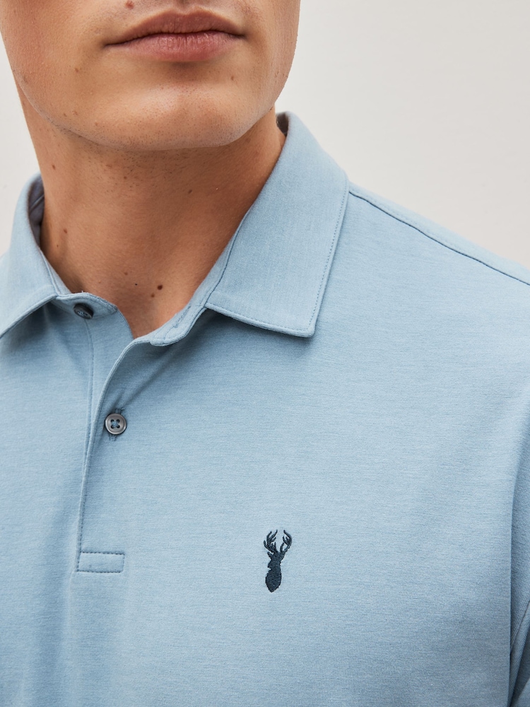 Blue Mix Regular Fit Short Sleeve Jersey Polo Shirts 3 Pack - Image 4 of 12