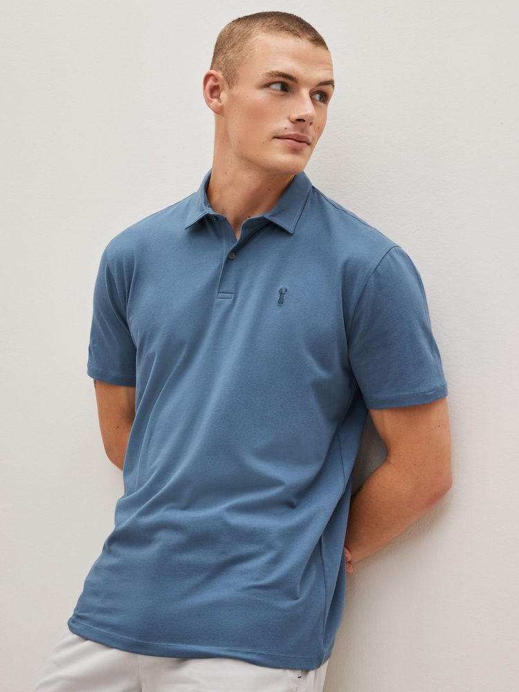 Blue Mix Regular Fit Short Sleeve Jersey Polo Shirts 3 Pack - Image 6 of 12