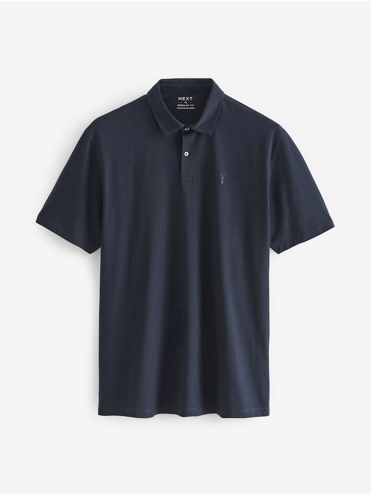 Blue Mix Regular Fit Short Sleeve Jersey Polo Shirts 3 Pack - Image 7 of 12