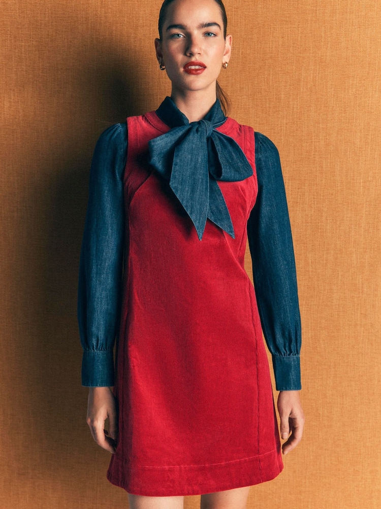 Boden Red Lou Cord Shift Dress - Image 1 of 6 Boden Red Lou Cord Shift Dress - Image 1 of 6