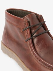 Tan Brown Leather Lace-Up Boots - Image 3 of 4