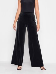 Long Tall Sally Black Velour Wide Leg Black Trousers - Image 2 of 4