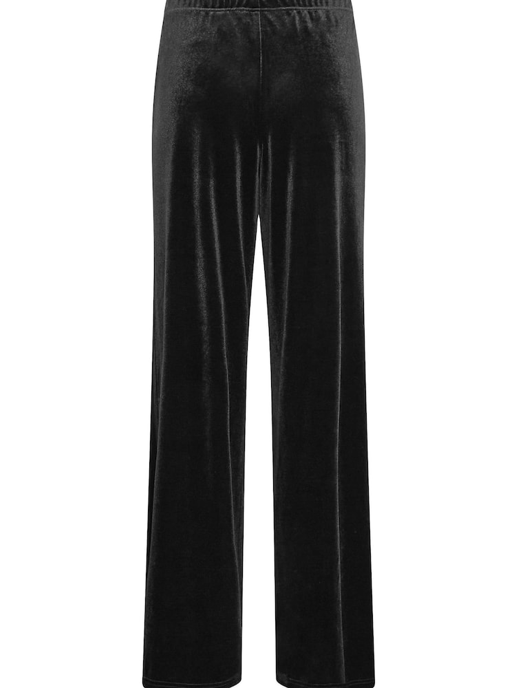 Long Tall Sally Black Velour Wide Leg Black Trousers - Image 4 of 4 Long Tall Sally Black Velour Wide Leg Black Trousers - Image 4 of 4