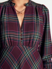 Boden Purple Cassie Checked Tea Dress - Image 2 of 5