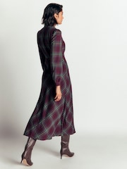 Boden Purple Cassie Checked Tea Dress - Image 3 of 5