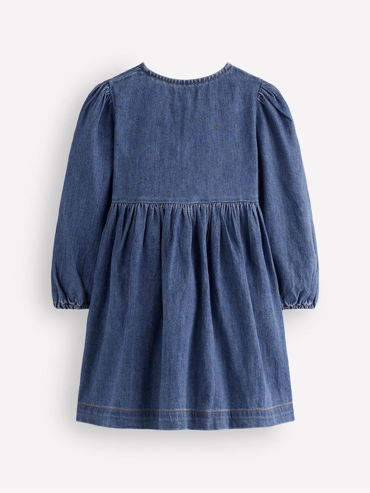 Boden Blue Noah Button-Through Bow Dress G5656 - Image 2 of 3 Boden Blue Noah Button-Through Bow Dress G5656 - Image 2 of 3