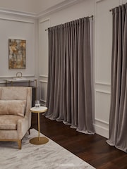 Mink Natural Sumptuous Velvet Hidden Tab Top Lined Curtains - Image 3 of 5