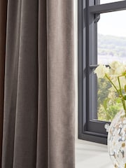 Mink Natural Sumptuous Velvet Hidden Tab Top Lined Curtains - Image 4 of 5