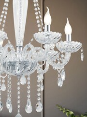 Eglo Chrome Basilano 1 Chandelier Clear Glass 72cm Pendant Ceiling Light - Image 3 of 5