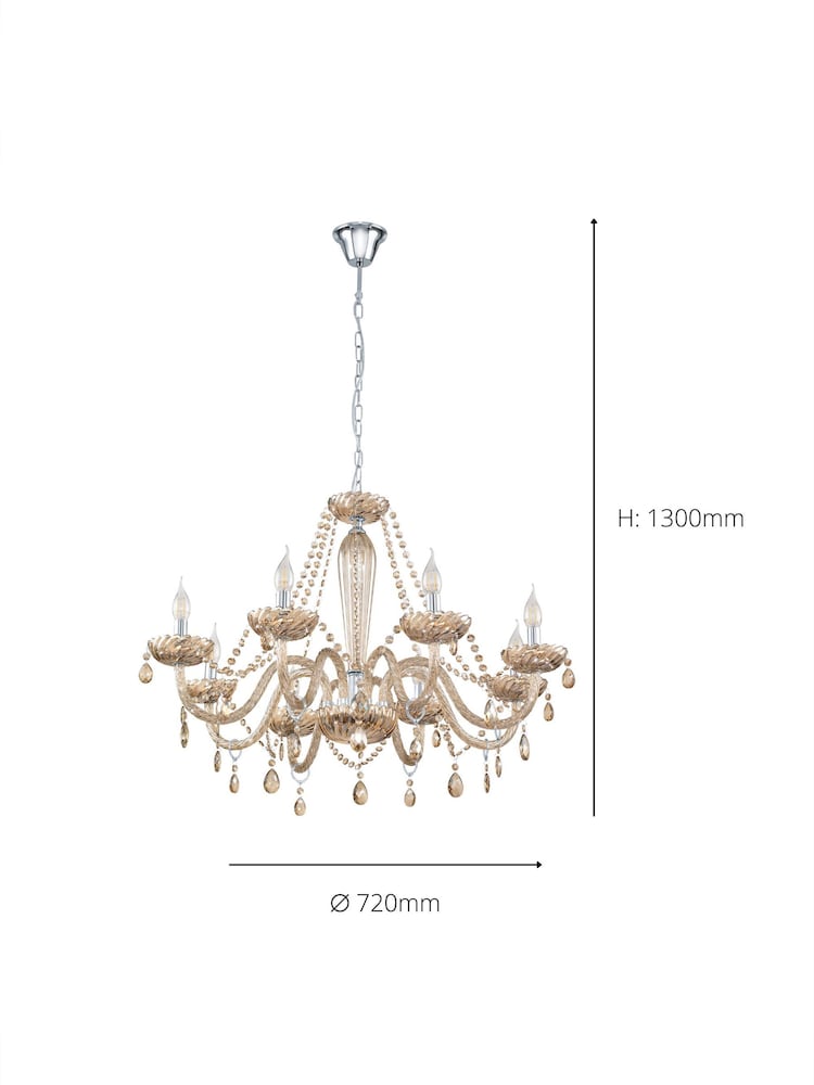 Eglo Chrome Basilano 1 Chandelier Clear Glass 72cm Pendant Ceiling Light - Image 5 of 5