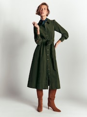 Boden Green Maeve Cord Midi Shirt Dress - Image 1 of 5
