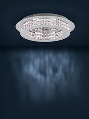 Eglo Chrome Principe LED Glass Crystals 50cm Ceiling Light - Image 2 of 6