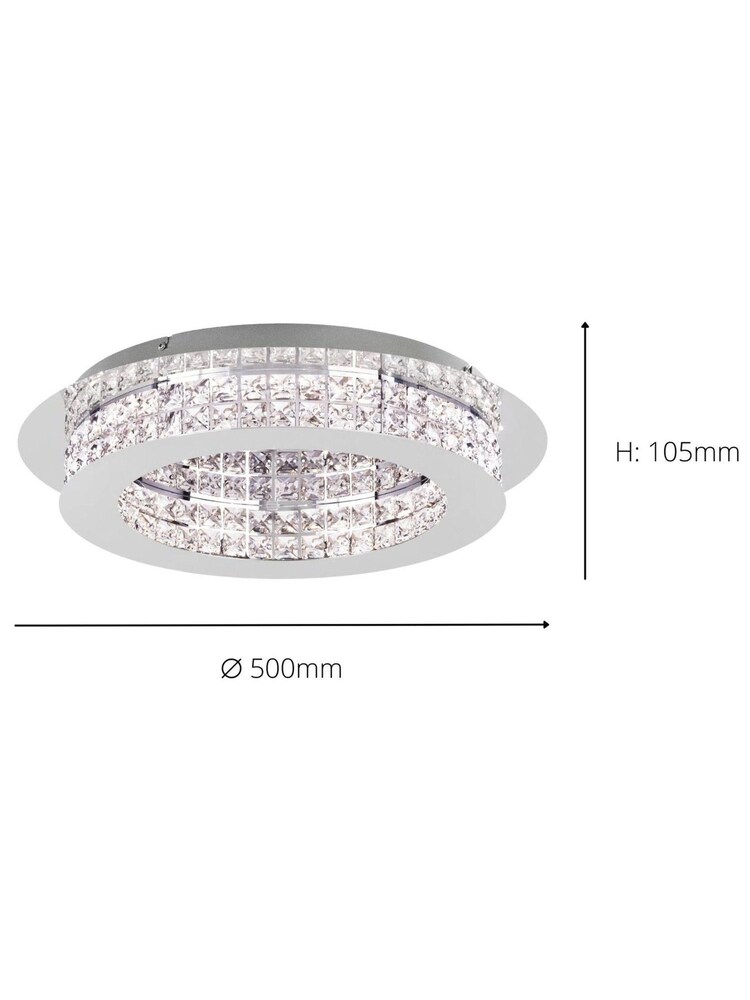 Eglo Chrome Principe LED Glass Crystals 50cm Ceiling Light - Image 6 of 6