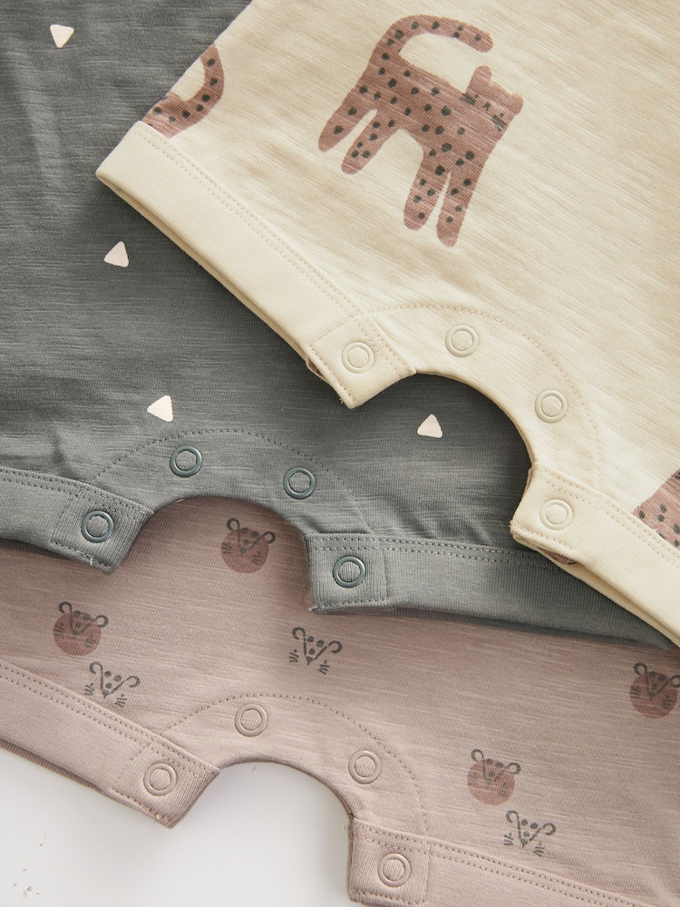 Monochrome Cheetah Baby Rompers 3 Pack (0mths-3yrs) - Image 4 of 4