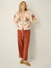 Monsoon Cream Yvette Embroidered Lace Tie Top - Image 4 of 5