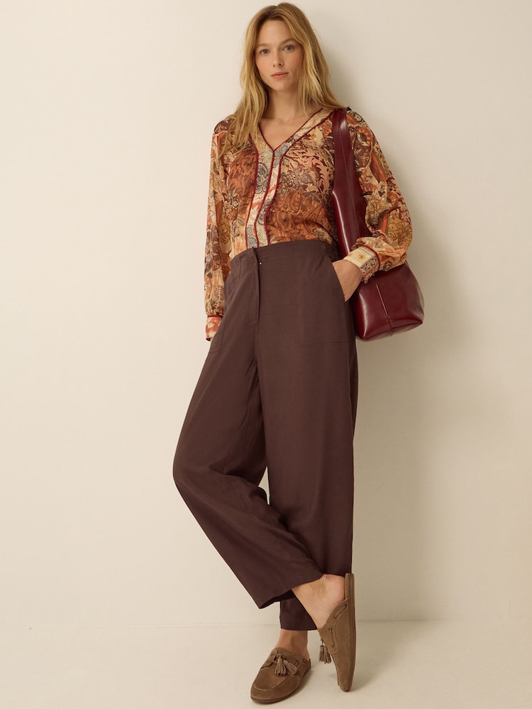 Monsoon Joanie Linen Blend Barrel Trousers - صورة 1 من 4 Monsoon Joanie Linen Blend Barrel Trousers - صورة 1 من 4