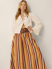 Monsoon Yellow Sydney Stripe Midi Skirt - Image 1 of 4