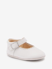 White Leather Occasion Mary Jane Baby Shoes (0-18mths) - Image 1 of 4