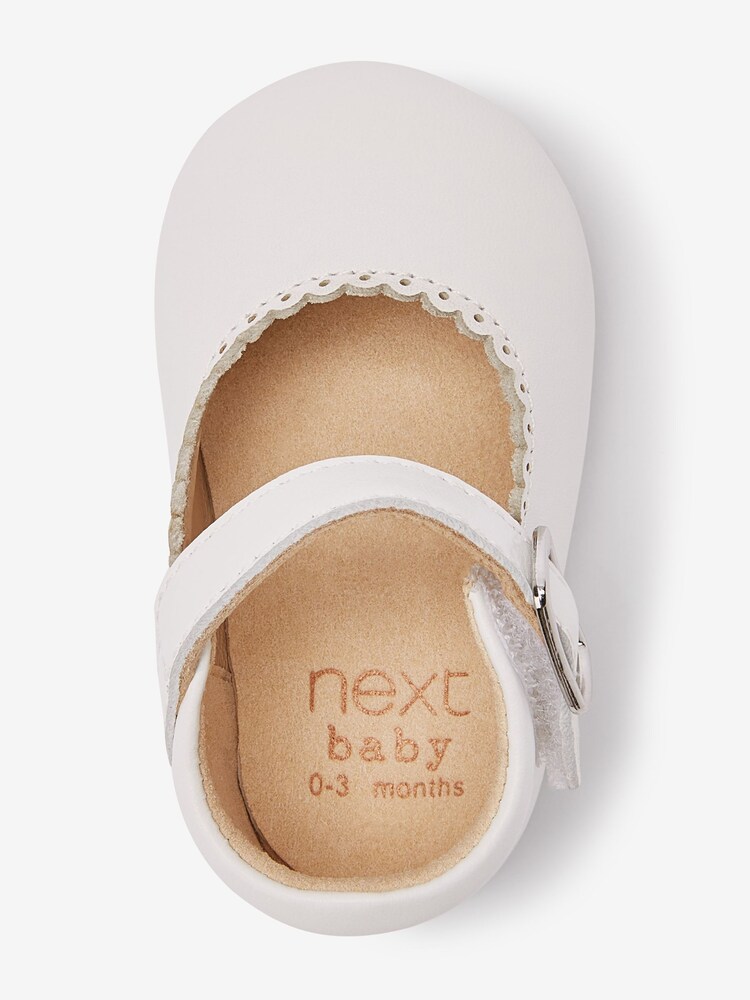 White Leather Occasion Mary Jane Baby Shoes (0-18mths) - Image 2 of 4