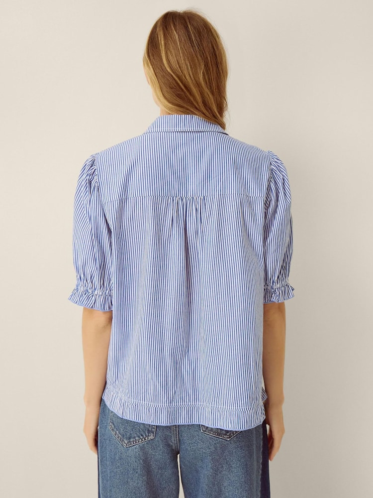 Monsoon Blue Laney Smocked Stripe Blouse - Image 2 of 3