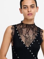 French Connection Black Mari Stud And Lace Dress - Image 2 of 6
