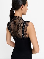French Connection Black Mari Stud And Lace Dress - Image 3 of 6
