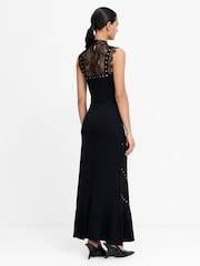 French Connection Black Mari Stud And Lace Dress - Image 4 of 6