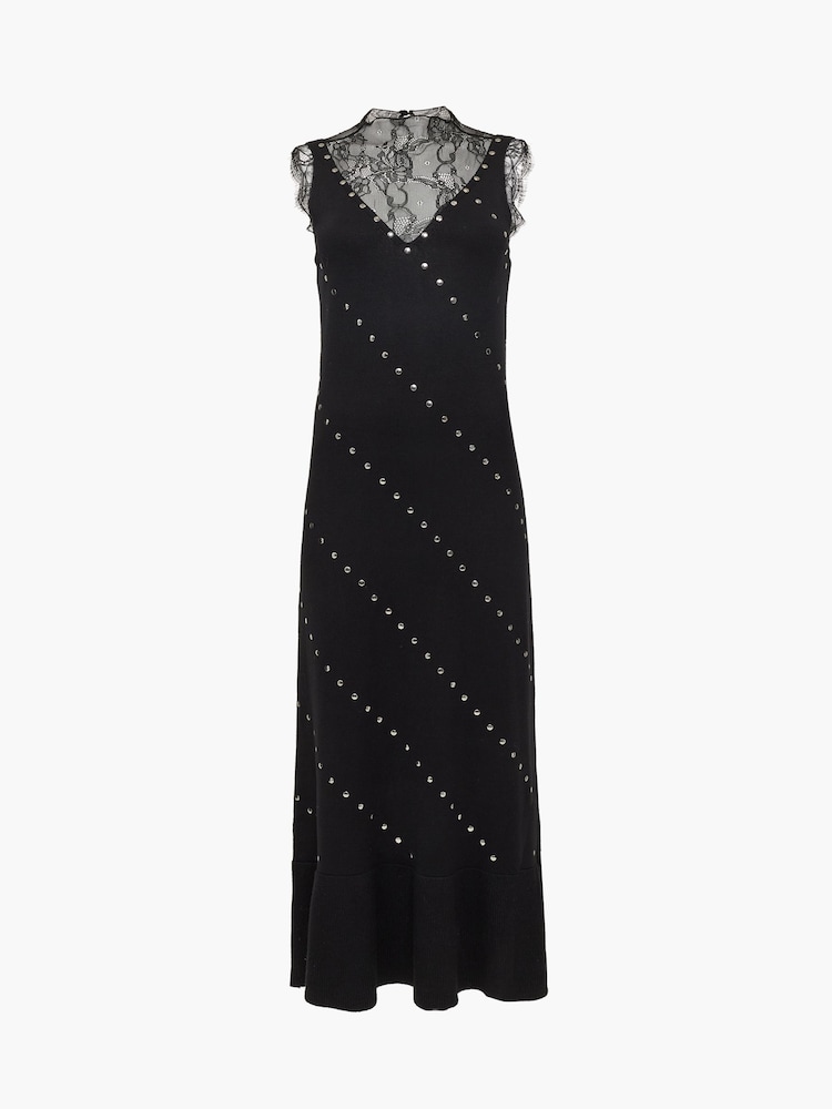 French Connection Black Mari Stud And Lace Dress - Image 6 of 6
