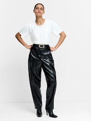 French Connection White Rallie Pearl Neck T-Shirt - Image 4 of 6