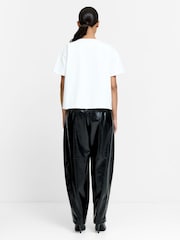 French Connection White Rallie Pearl Neck T-Shirt - Image 5 of 6