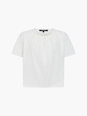 French Connection White Rallie Pearl Neck T-Shirt - Image 6 of 6