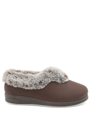 Pavers Dark Brown Wide Fit Memory Foam Cosy Slippers - Image 2 of 6