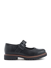 Pavers Plain Black Wide Fit Mary Jane Buckle Shoes with Chunky Sole - Image 1 of 5