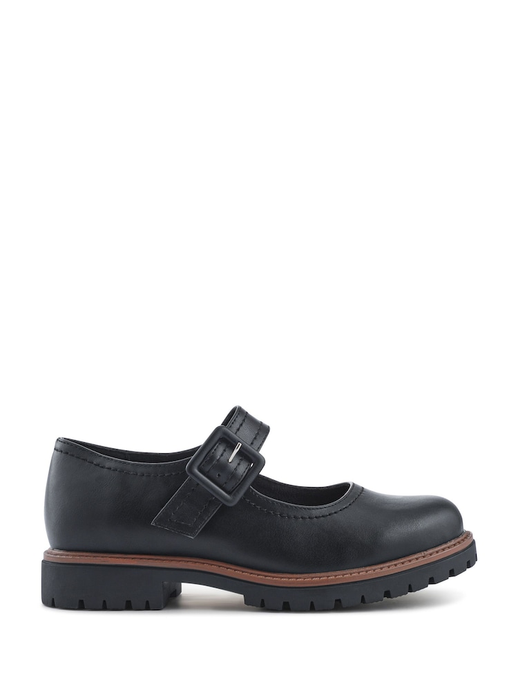 Pavers Plain Black Wide Fit Mary Jane Buckle Shoes with Chunky Sole - Image 1 of 5 Pavers Plain Black Wide Fit Mary Jane Buckle Shoes with Chunky Sole - Image 1 of 5