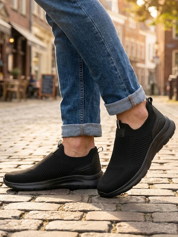 Pavers Black Extra Wide Easy Step In Trainers - Image 1 of 6 Pavers Black Extra Wide Easy Step In Trainers - Image 1 of 6