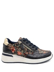 Pavers Blue Regular Fit Knitted Zip & Lace Fasten Trainers - Image 1 of 5