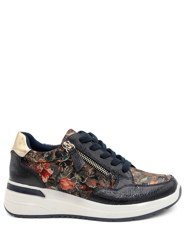 Pavers Blue Regular Fit Knitted Zip & Lace Fasten Trainers - Image 1 of 5