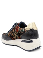 Pavers Blue Regular Fit Knitted Zip & Lace Fasten Trainers - Image 3 of 5