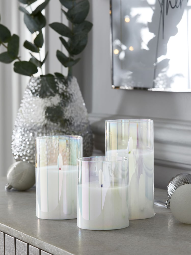 Set of 3 Iridescent Glass LED Candles - Image 2 of 5