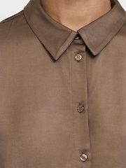 French Connection Brown Hope Satin Long Sleeve Shirt - Image 3 of 6