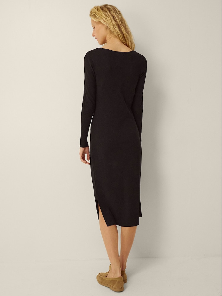 Monsoon Black Lulu Lace Knitted Midi Dress - Image 2 of 5