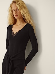 Monsoon Black Lulu Lace Knitted Midi Dress - Image 3 of 5