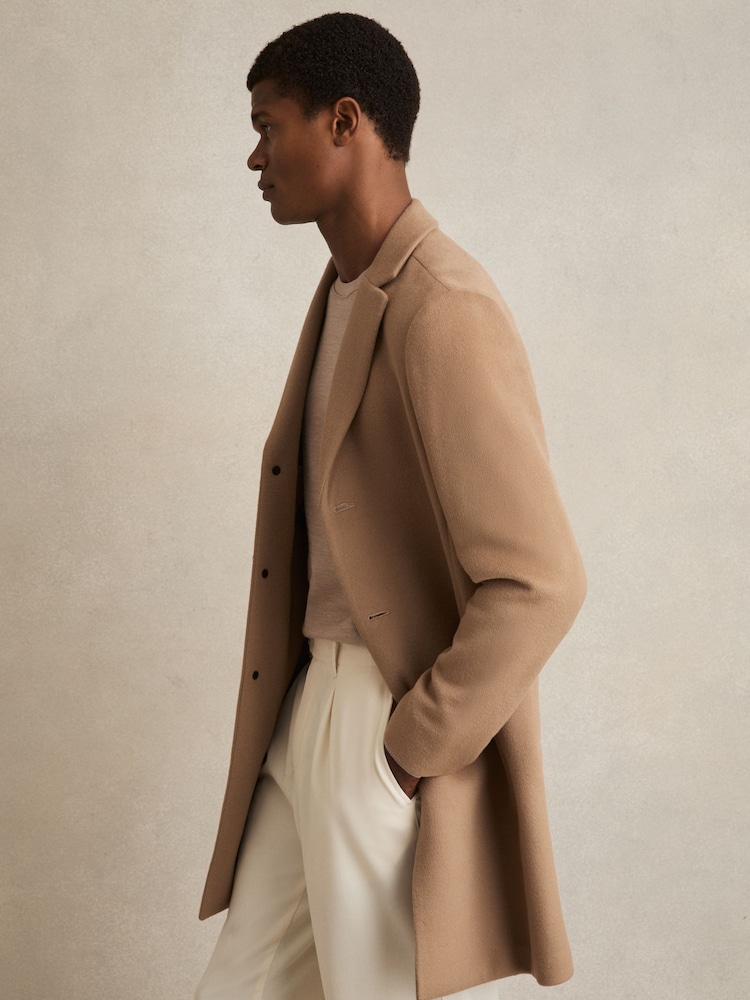 Reiss Camel Gable Wool Blend Single Breasted Epsom Overcoat - Image 1 of 6