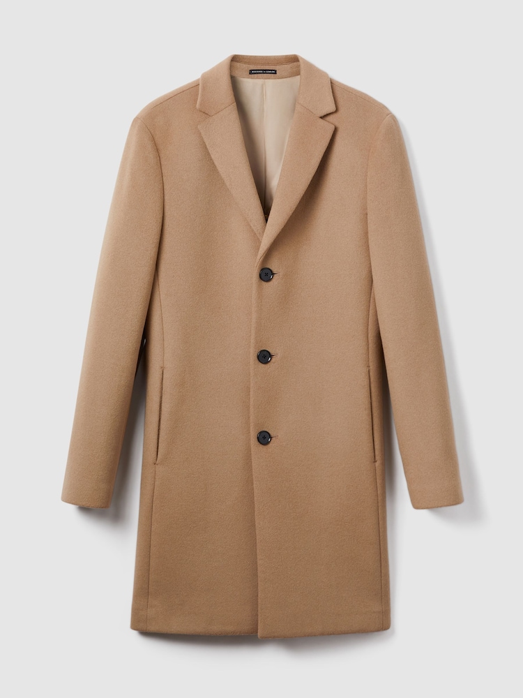 Reiss Camel Gable Wool Blend Single Breasted Epsom Overcoat - Image 2 of 6