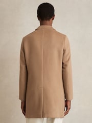 Reiss Camel Gable Wool Blend Single Breasted Epsom Overcoat - Image 4 of 6