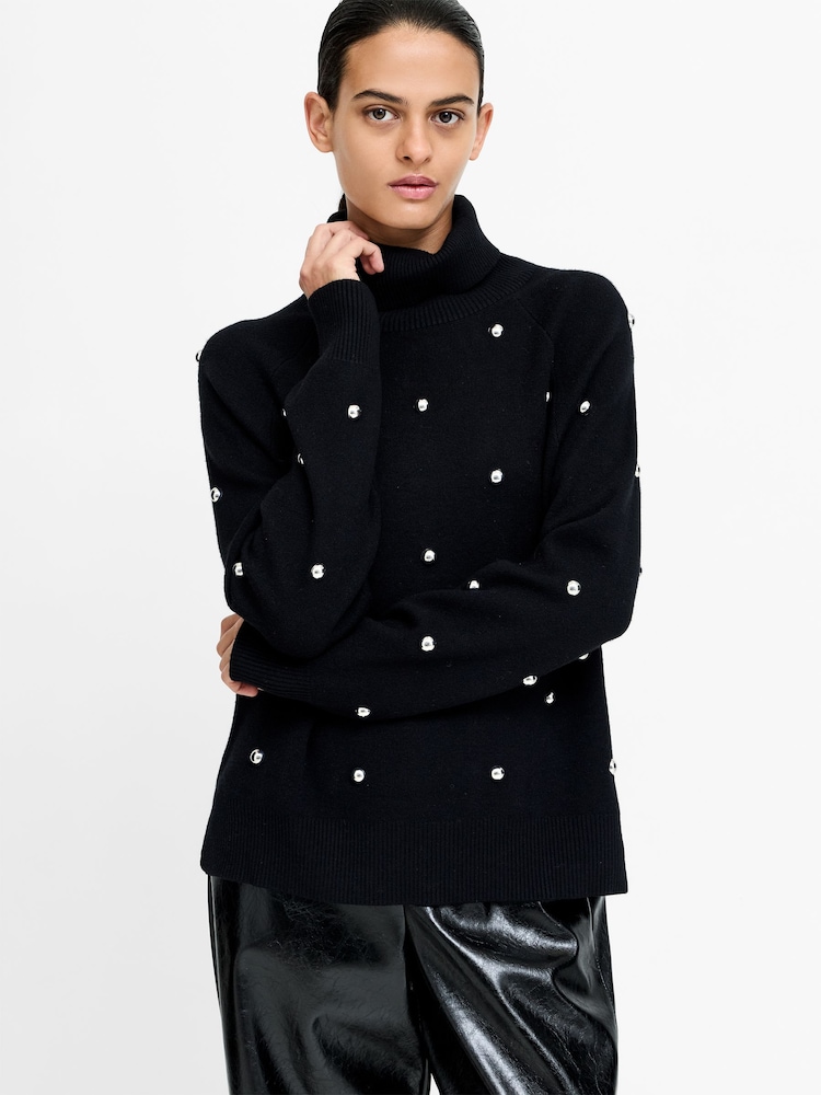 French Connection Black Elna Studded Jumper - Image 1 of 6 French Connection Black Elna Studded Jumper - Image 1 of 6