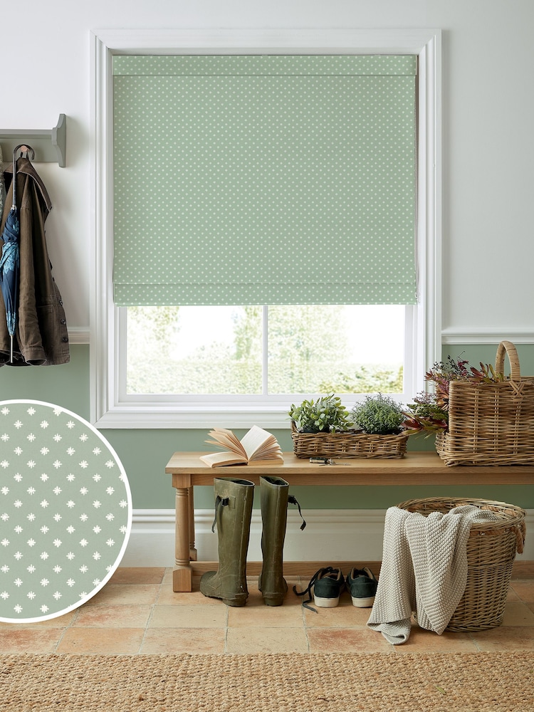 Laura Ashley Sage Louise Star Made to Measure 100% Cotton Roman Blinds - Image 1 of 6