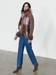 French Connection Brown Moana Fur Trim Slv Jumper - Image 5 of 7