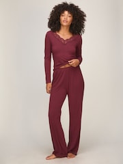 Hunkemöller Red Modal Long Sleeve Pyjama Set - Image 1 of 5