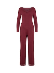 Hunkemöller Red Modal Long Sleeve Pyjama Set - Image 4 of 5